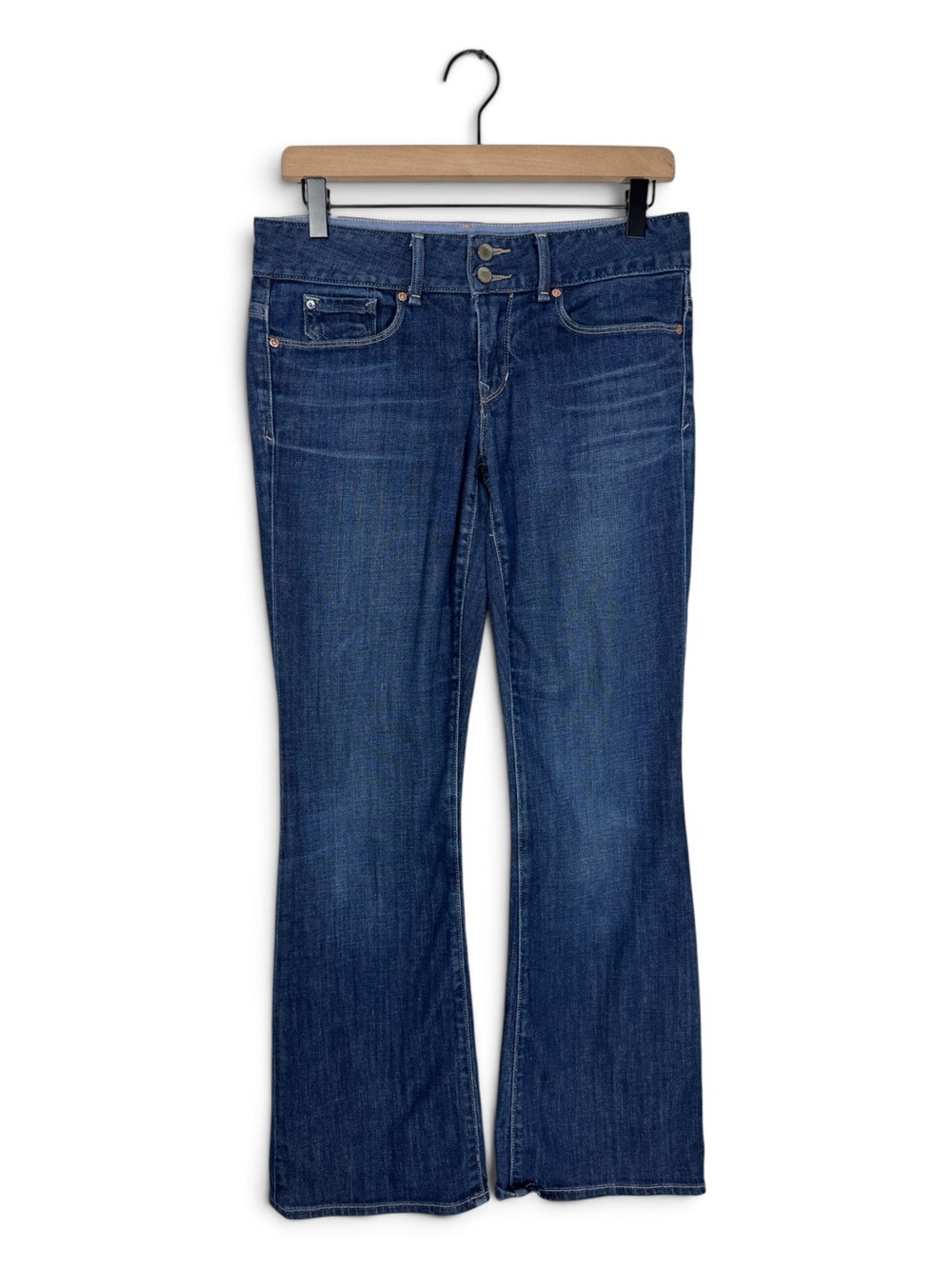 WJ104 {GAP} "Perfect Boot" Ankle Short Petite Blue Bootcut Denim Jeans